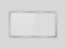 Glass plate in rectangular frame isolated on background. Vector illustration.