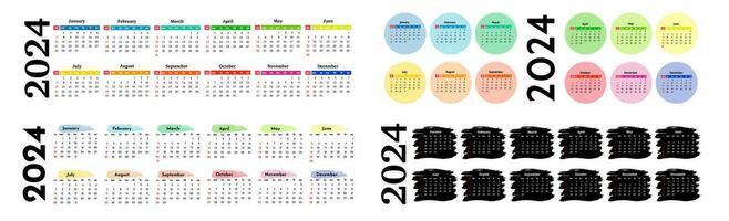 Calendar for 2024 isolated on a white background vector