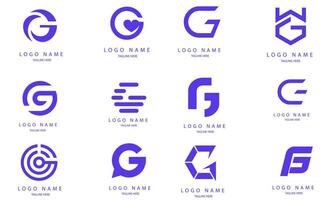 Set of abstract initial letter G logo design template. vector