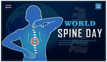 World Spine Day. Worldwide burden of spinal pain and disability, with earth and spine in the background. 3d vector, suitable for design elements, health and events vector