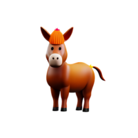 donkey 3d rendering icon illustration png