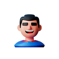 superhombre cara 3d representación icono ilustración png