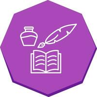 icono de vector de pluma y libro único