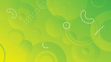 Abstract green and yellow gradient background with circle lines vector