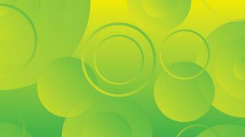 Abstract green and yellow gradient background with circle lines vector