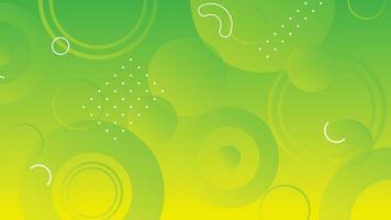 Abstract green and yellow gradient background with circle lines vector