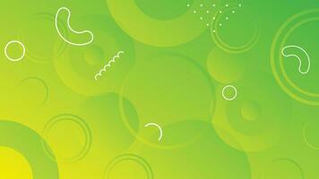 Abstract green and yellow gradient background with circle lines vector