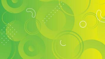 Abstract green and yellow gradient background with circle lines vector
