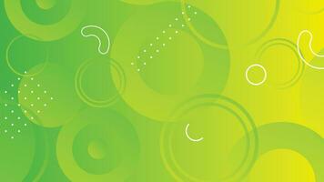 Abstract green and yellow gradient background with circle lines vector