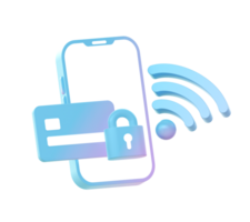 3d render do gradiente Smartphone com crédito cartão ilustração ícones para ui ux rede social meios de comunicação Publicidades desenhos png