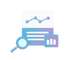 3d render of Gradient statistic graph infographic illustration icons for web social media ads designs png