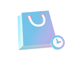 3d render of Gradient shopping time with bag illustration icons for web social media ads designs png