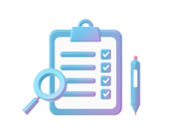 3d render of Gradient checklist form front illustration icons for web social media ads designs png