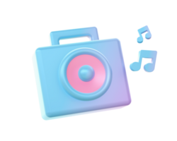 3d render of Gradient music notes speaker illustration icons for web social media ads designs png