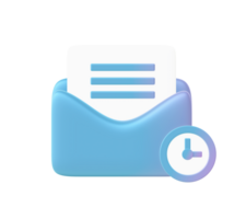 3d render of Gradient email time illustration icons for UI UX web social media ads designs png