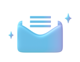 3d render of Gradient email or message illustration icons for UI UX web social media ads designs png