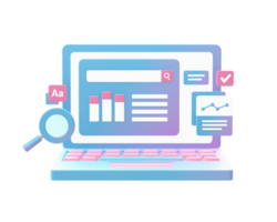 3d machen von Gradient Statistik Graph Infografik auf Laptop Gerät Illustration Symbole zum ui ux Netz Handy, Mobiltelefon Apps Anzeigen png