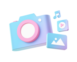 3d machen von Gradient Video Foto Musik- Inhalt Schöpfer Illustration Symbole zum ui ux Netz Handy, Mobiltelefon Apps Anzeigen png