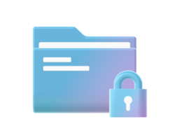 3d render of Gradient folder padlock security illustration icons for web social media ads designs png