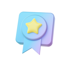 3d render of Gradient favorite star badge illustration icons for web social media ads designs png