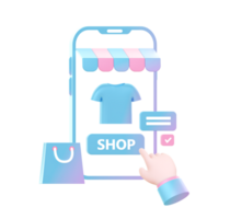 3d render of Gradient shopping and buying online on smartphone illustration icons for UI UX png