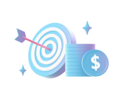 3d render of Gradient business finance target and goal illustration icons for web social media ads designs png