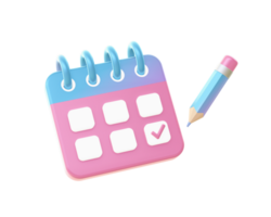 3d render do gradiente calendário ilustração ícones para ui ux rede Móvel apps social meios de comunicação Publicidades desenhos png