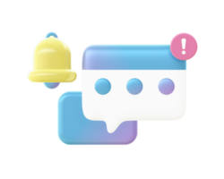 3d render of Gradient chat bubble notification illustration icons for UI UX web mobile apps social media ads designs png