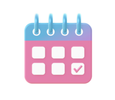 3d render of Gradient calendar illustration icons for UI UX web mobile apps social media ads designs png