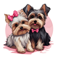 casal do yorkshire terrier cachorro ai generativo png