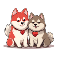 Pareja de akita perro para enamorado ai generativo png