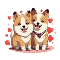 Pareja de akita perro para enamorado ai generativo png