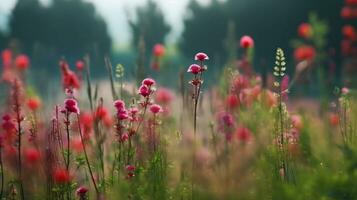 generative AI. Romantic Wildflower Bouquet A Stunning Array of Colorful Blossoms in a Whimsical Meadow. photo
