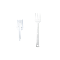 Top view of set folding plastic fork on transparent background png