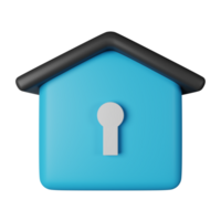 Locked House 3D Render Icon Illustration png