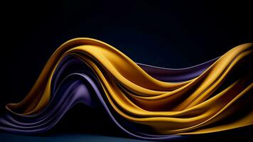 generative AI. Dynamic and flowing artwork created by yellow fabric blowing in the backdrop photo