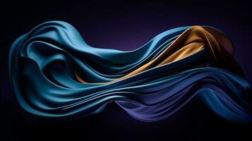 generative AI. Flowing Blue Fabric Artwork Backdrop photo