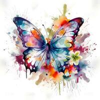 Watercolor Fantasy Butterfly clipart illustration background photo