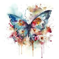 Watercolor Fantasy Butterfly clipart illustration background photo