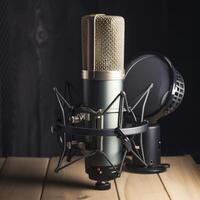 solitary professional studio microphone. . photo
