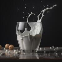 solitary milk glass with splash. . photo