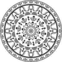 Scandinavian floral mandala design, outlined vector isolated on white background