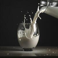 solitary milk glass with splash. . photo