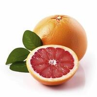 Slices of orange grapefruit with a leaf. . photo