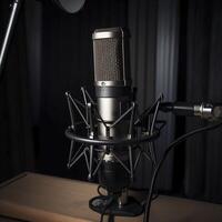 solitary professional studio microphone. . photo