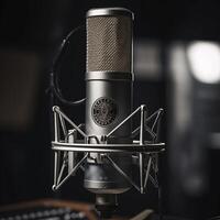 solitary professional studio microphone. . photo