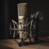 solitary professional studio microphone. . photo