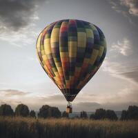 solitario vistoso caliente aire globo. ai generado. foto