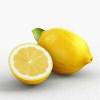 Lemon with half isolated on white background. generative ai. photo