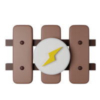 elektrisk staket 3d framställa ikon illustration png